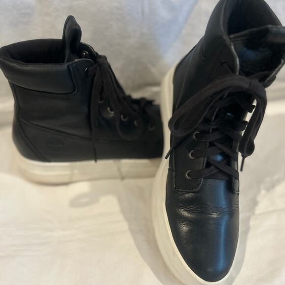 TIMBERLAND MAYLISS 6-INCH PU Leather Upper Platform/Flatform Lace Boot Black 9 - Picture 2 of 9